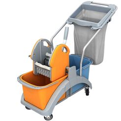 Zweieimer-Reinigungswagen 2 x 20 l mit Presse und Ring für den Splast-Sack