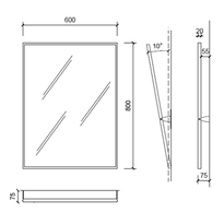 Lustro uchylne 800 x 600 mm stal szlachetna matowa
