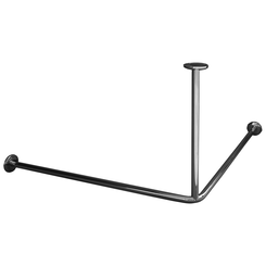 Sprchový koutový tyč je připevněný ke stěně a stropu o průměru 25 cm, rozměry 90 x 90 x 50 cm, Faneco, lesklá ocel.