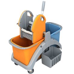 Zweieimer-Reinigungswagen 2 x 20 l mit Presse und Körbchen Splast