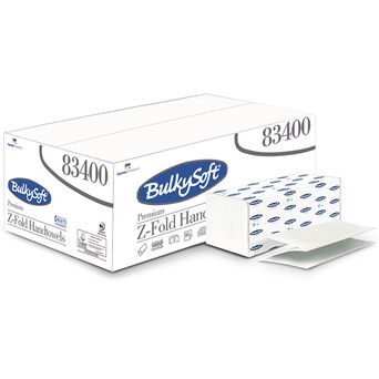 Papírová utěrka ve složce Z Bulkysoft Premium, 2 vrstvy, 3750 kusů, bílá celulóza