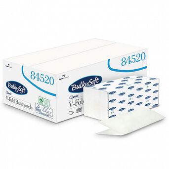 Toalla de papel en paquete V Bulkysoft Classic de 2 capas, 3000 unidades, celulosa blanca