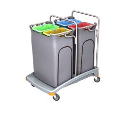 Vierfacher Abfallwagen 4 x 70 l mit 2 x 140 l Schutzsäcken Splast