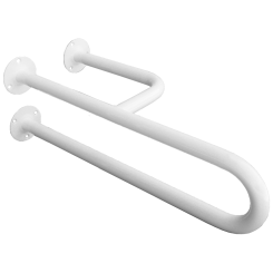 Agarre para discapacitados para lavabo de 3 apoyos derecho de 25 cm de diámetro y 80 cm de largo, de acero blanco Faneco