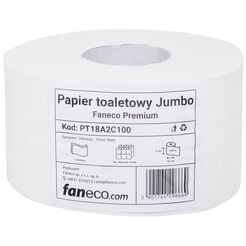 Toaletný papier Faneco JUMBO Premium 12 roliek 2 vrstvy 100 m priemer 19 cm biely celulóza