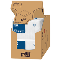 Ekologiczne małe serwetki koktajlowe z białego jednowarstwowego papieru Tork