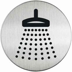 Označení dveří - Kruhové kovové sprchové dveře