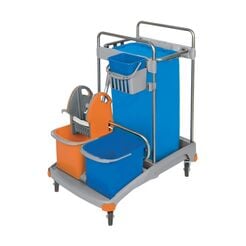 Reinigungswagen mit zwei Eimern 2 × 20 Liter, 6-Liter-Eimer, Presse, 120-Liter-Sack Splast
