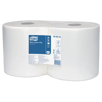 Tork paper roll for medium dirt, 2 pieces, 2 layers, 264m, white cellulose.