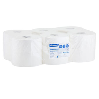Papier toaletowy Merida Top 12 rolek 2 warstwy 180 m średnica 19 cm biały celuloza