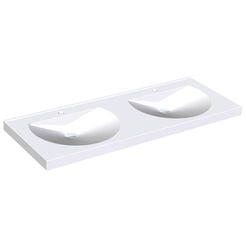 Double sink with holes KWC RONDA Miranit, white