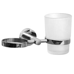 Vaso de baño doble Bisk FOR YOU de zinc, vidrio mate cromado