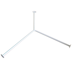 Sprchový koutový tyč upevněný na stěně a stropu o průměru 25 cm, rozměry 90 x 90 x 50 cm, Faneco, bílá ocel