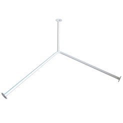 Sprchový koutový tyč upevněný na stěně a stropu o průměru 25 cm, rozměry 90 x 90 x 50 cm, Faneco, bílá ocel