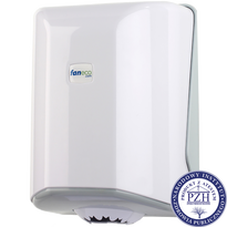 Atestowany biały pojemnik na jednorazowe ręczniki papierowe w roli JUMBO Faneco POP