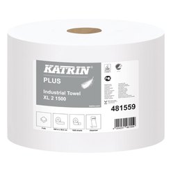 Průmyslový textilní hadr ve válečku Katrin Plus Industrial Towel XL2 2 ks 570 m 2 vrstvy bílá celulóza