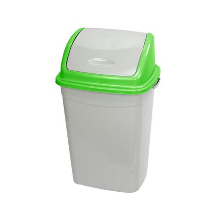 Cubo con tapa abatible de 50 litros de plástico gris - verde