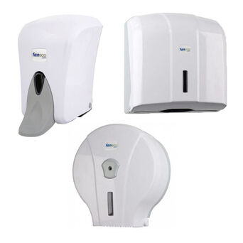Kit: paper container, towel dispenser and elbow dispenser Faneco POP plastic white plastic