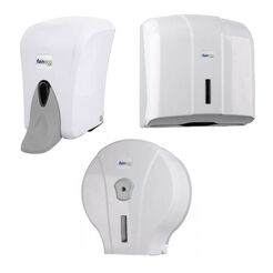 Kit: paper container, towel dispenser and elbow dispenser Faneco POP plastic white plastic