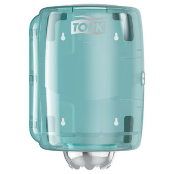 Performance Tork Dispenser Hand Towel Roll centrally metered white and turquoise