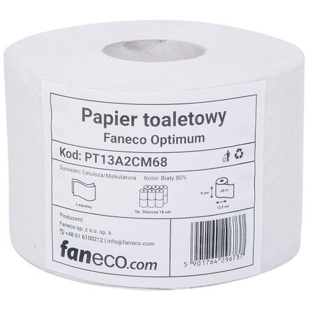 Biały papier toaletowy do toalet publicznych Faneco Optimum