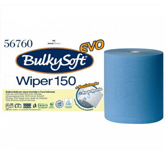 Paño de papel en rollo Bulkysoft Excellence de 3 capas, 150 m de celulosa azul