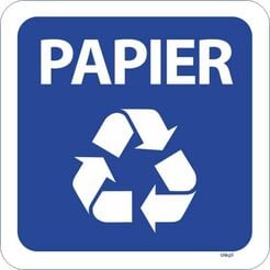 Etiqueta para contenedores de reciclaje de papel cuadrada