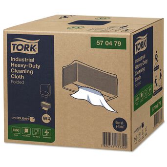 Tork industrial fiber cloths for tough stains, 60 pieces, white.