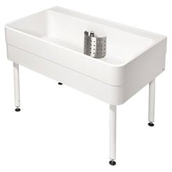 Fregadero de servicio KWC con estante y desagüe tubular KWC 1100 × 300/800 × 700 mm blanco