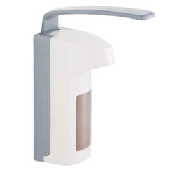 Elbow dispenser for Merida 500 ml liquid disinfectant refills, white-gray ABS plastic