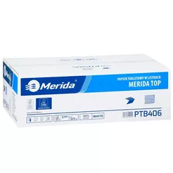 Toaletný papier skladaný Merida 2 vrstvy 9000 hárkov biely celulóza