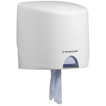 Zentral dosierter Rollenpapierspender für Reinigungstücher von Kimberly Clark AQUARIUS, weißer Kunststoff