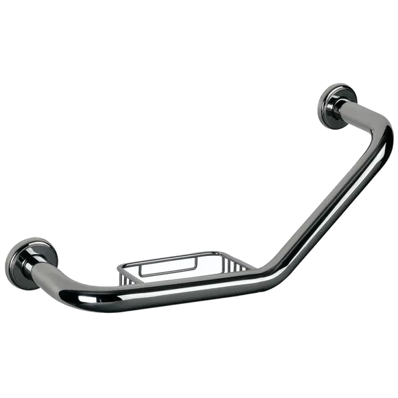 Držák na vanu s rohovou mýdelnicí 45 cm Bisk nerezová ocel chrom