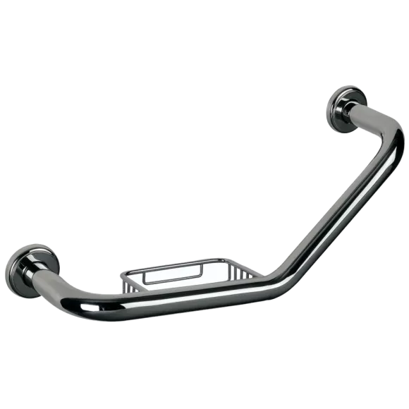 Uchwyt do wanny kątowy z mydelniczką 45 cm Bisk stal nierdzewna chrom