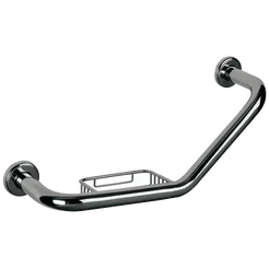 Eckbadewannenhalter mit Seifenschale 45 cm Bisk Edelstahl Chrom