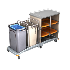 Hotel trolley with shelves and trolley with laundry bag and trash bag Splast