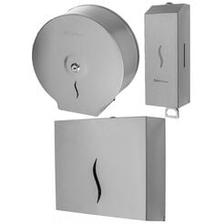 Conjunto: contenedor, dispensador, dosificador Faneco HIT, acero inoxidable mate