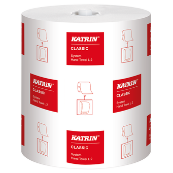 Paper towel roll Katrin Classic System L2 200 m white recycled paper