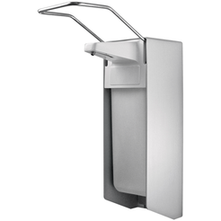 Elbow dispenser for hand sanitizers and liquid soap with long handle metal pump Sanitario 1000 ml Al