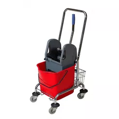 Carro de limpieza con prensa y soporte CleanPRO, rojo, 25 litros