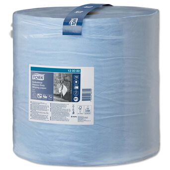 Průmyslový papírový hadr ve velkém roli Tork pro odstranění obtížných nečistot, 3 vrstvy, 255 m, modrá celulóza