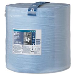Industrielle Papierwischtücher in großer Rolle für schwierige Verschmutzungen Tork 3-lagig 255 m blaue Zellulose