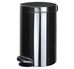 Trash can 12 L Sanitario with pedal button, steel color black