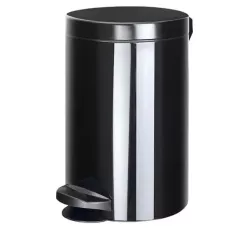 Trash can 12 L Sanitario with pedal button, steel color black