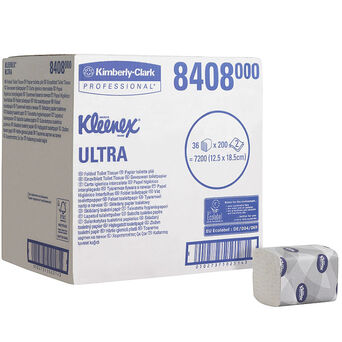 Papel higiénico en paquete Kimberly Clark KLEENEX ULTRA de 2 capas, 7200 hojas, blanco, papel reciclado