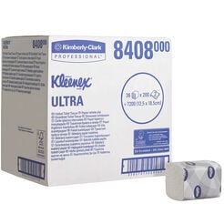 Toaletný papier skladaný Kimberly Clark KLEENEX ULTRA 2 vrstvy 7200 listkov biely recyklovaný papier