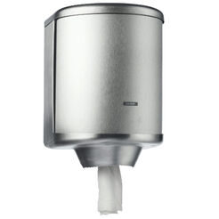 Katrin M manual paper towel dispenser in matte steel for rolls.