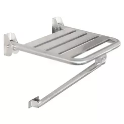 Asiento de ducha abatible con soporte, Faneco, acero inoxidable mate