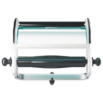 Tork Performance Wall Mount for wiping the large and small rolls of white and turquoise
