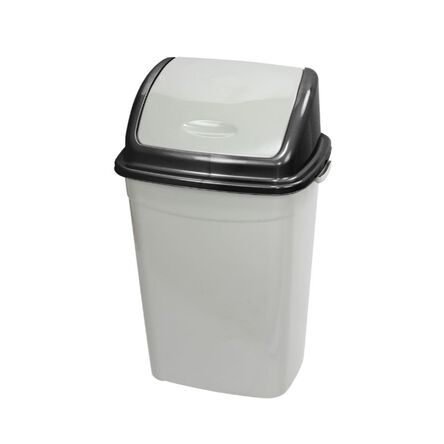 Abfalleimer mit klappbarem Deckel 50 Liter Kunststoff grau - schwarz